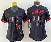 Women's Cincinnati Reds #44 Elly De La Cruz Number Black 2023 City Connect Cool Base Stitched Baseball Jersey,baseball caps,new era cap wholesale,wholesale hats